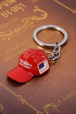 Hot Dear-Lover Make America Great Again Cap Pendant Keychain Fiery Red