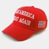 Fashion Dear-Lover MAKE AMERICA GREAT AGAIN Embroidered Peaked Cap Fiery Red