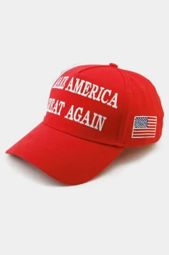 Fashion Dear-Lover MAKE AMERICA GREAT AGAIN Embroidered Peaked Cap Fiery Red