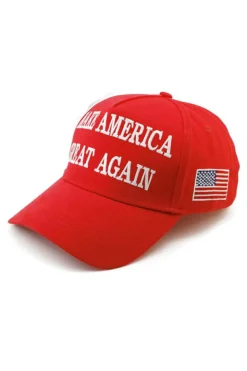 Fashion Dear-Lover MAKE AMERICA GREAT AGAIN Embroidered Peaked Cap Fiery Red