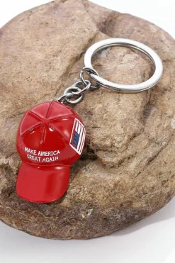 Hot Dear-Lover Make America Great Again Cap Pendant Keychain Fiery Red