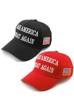 Fashion Dear-Lover MAKE AMERICA GREAT AGAIN Embroidered Peaked Cap Fiery Red