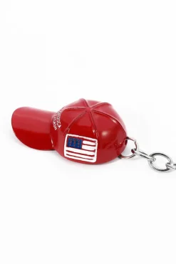 Hot Dear-Lover Make America Great Again Cap Pendant Keychain Fiery Red