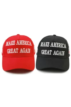Fashion Dear-Lover MAKE AMERICA GREAT AGAIN Embroidered Peaked Cap Fiery Red