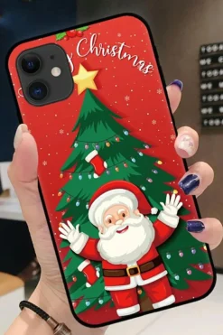 Fashion Dear-Lover Merry Christmas Vibe TPU Mobile Phone Shell Fiery Red