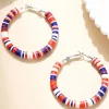 Discount Dear-Lover Patriotic Multicolored Bead Hoop Earrings Fiery Red