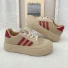 Fashion Dear-Lover Retro PU Leather Lace-up Thick Sole Casual Shoes Fiery Red