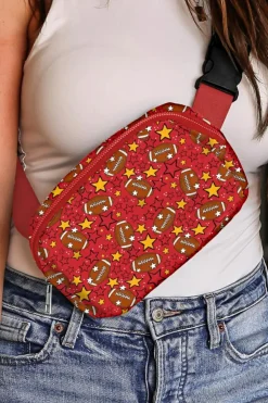 Outlet Dear-Lover Rugby Football Star Printed Buckle Strap Crossbody Bag Fiery Red