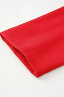 Fashion Dear-Lover Solid Color Casual Zip up Hooded Coat Fiery Red