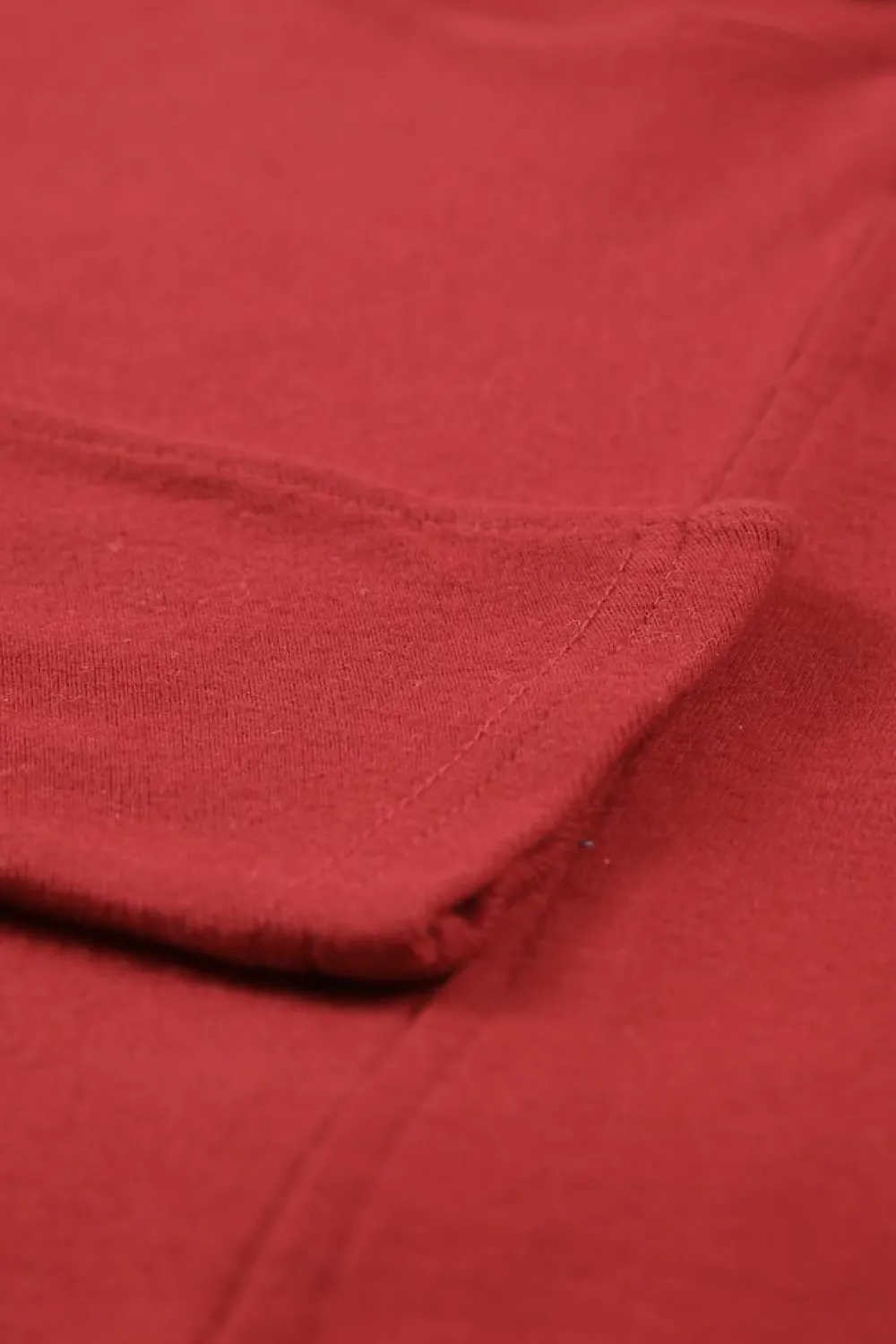 Hot Dear-Lover Solid Color Patchwork Long Sleeve Top Fiery Red