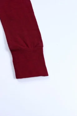Clearance Dear-Lover Solid Crew Neck Long Sleeve Top Fiery Red