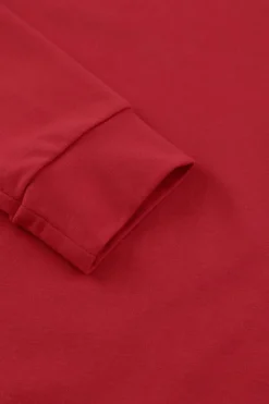 Best Dear-Lover Solid Round Neck Raglan Sleeve Sweatshirt Fiery Red