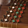 Discount Dear-Lover St Patricks Four Leaf Clover Chain Bracelet Fiery Red
