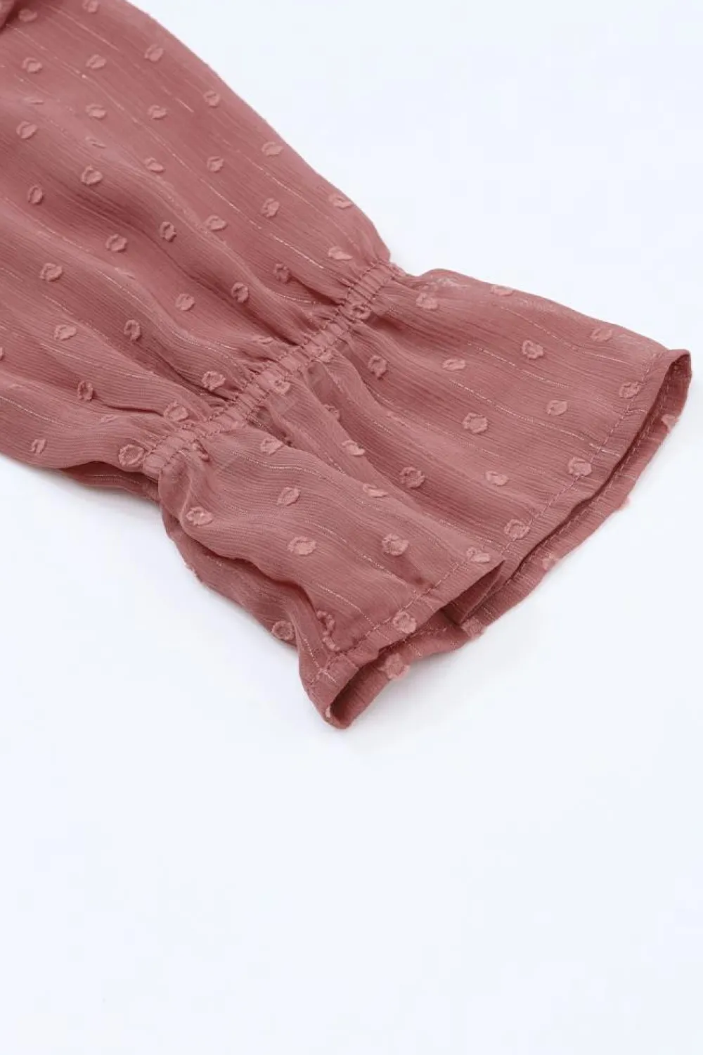 Outlet Dear-Lover Swiss Dot Lace up V Neck Ruffled Blouse Fiery Red