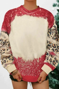 New Dear-Lover Tie Dye Leopard Drop Shoulder Sweatshirt Fiery Red