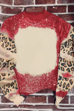 New Dear-Lover Tie Dye Leopard Drop Shoulder Sweatshirt Fiery Red