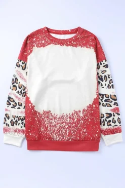 New Dear-Lover Tie Dye Leopard Drop Shoulder Sweatshirt Fiery Red