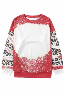 New Dear-Lover Tie Dye Leopard Drop Shoulder Sweatshirt Fiery Red