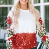 Fashion Dear-Lover Tie-Dye Leopard Long Sleeve Top Fiery Red