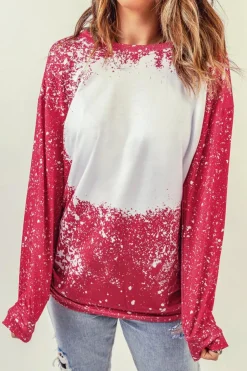 Sale Dear-Lover Tie-dyed Crew Neck Pullover Sweatshirt Fiery Red