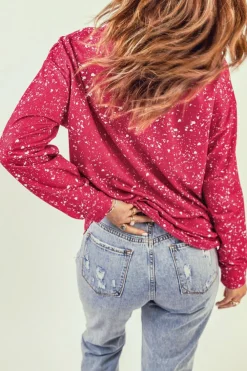 Sale Dear-Lover Tie-dyed Crew Neck Pullover Sweatshirt Fiery Red