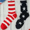 Sale Dear-Lover USA Star and Striped Pattern Crew Socks Fiery Red