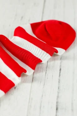 Sale Dear-Lover USA Star and Striped Pattern Crew Socks Fiery Red