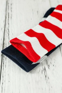 Sale Dear-Lover USA Star and Striped Pattern Crew Socks Fiery Red