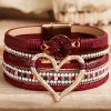Outlet Dear-Lover Valentine Rhinestone Heart Layered Bracelet Fiery Red