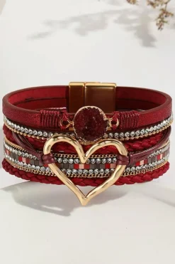 Outlet Dear-Lover Valentine Rhinestone Heart Layered Bracelet Fiery Red