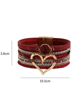 Outlet Dear-Lover Valentine Rhinestone Heart Layered Bracelet Fiery Red