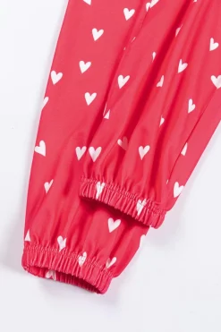 Best Dear-Lover Valentines Heart Print Pants Set Fiery Red