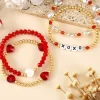 Hot Dear-Lover XOXO Heart Beaded 4pcs Layered Bracelet Fiery Red