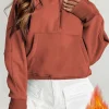 Clearance Dear-Lover Fleece Lined Zip Up Stand Collar Thumbhole Sleeve Sweatshirt Flamingo