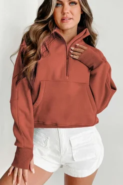 Clearance Dear-Lover Fleece Lined Zip Up Stand Collar Thumbhole Sleeve Sweatshirt Flamingo
