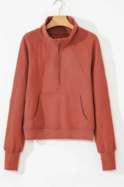 Clearance Dear-Lover Fleece Lined Zip Up Stand Collar Thumbhole Sleeve Sweatshirt Flamingo