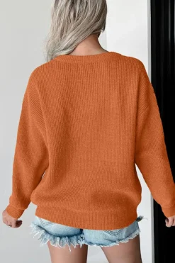 Discount Dear-Lover Hello Pumpkin Graphic Sweater Flamingo
