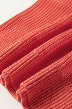 Online Dear-Lover Solid Textured Knitted Notch V Neck Sweater T Shirt Flamingo