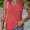 Hot Dear-Lover Textured Knit U Neck Slim Fit Sweater Vest Flamingo