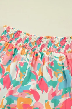 Hot Dear-Lover Floral Ruffled Sleeve Top Smocked Wide Leg Pants Set Pink