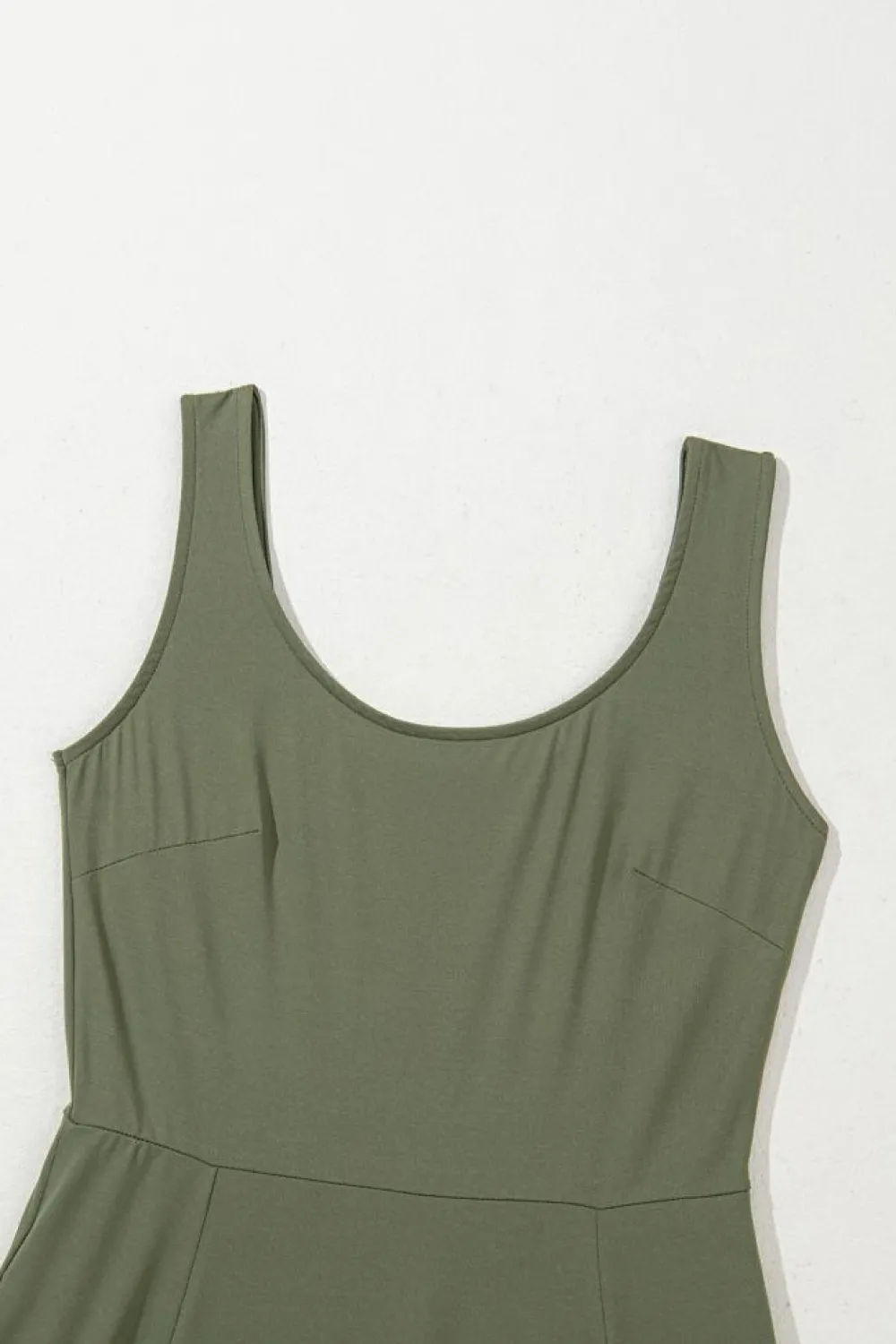 Fashion Dear-Lover Sleeveless Scoop Neck Flared Split Midi Dress Four Leaf Clover