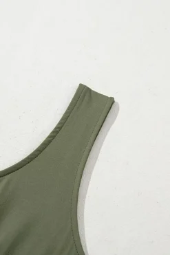 Fashion Dear-Lover Sleeveless Scoop Neck Flared Split Midi Dress Four Leaf Clover