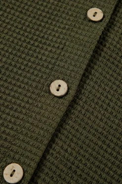 Online Dear-Lover Solid Color Textured Buttoned Shirt and Casual Pants Set Four Leaf Clover