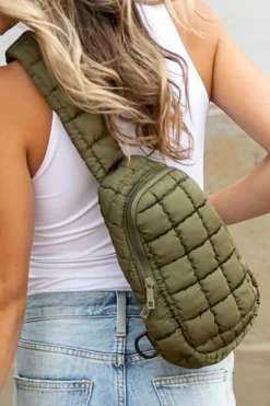 Hot Dear-Lover Zipper Quilted Puffer Crossbody Bag Four Leaf Clover