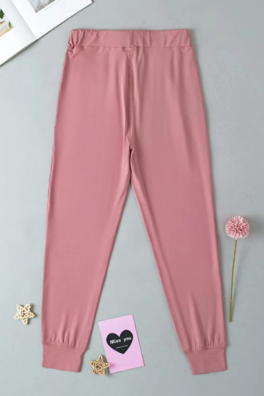 Outlet Dear-Lover Drawstring Waist Pocketed Joggers Fushia