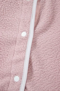 Online Dear-Lover Stand Neck Half Button Zip Pocket Plush Sweatshirt Fushia