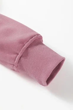 New Dear-Lover Zipped Neck Pullover Drop Shoulder Sweatshirt Fushia