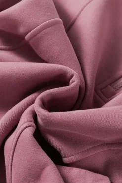 New Dear-Lover Zipped Neck Pullover Drop Shoulder Sweatshirt Fushia