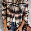Discount Dear-Lover Geometric Plaid Print Pocketed Shacket Blue