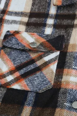 Discount Dear-Lover Geometric Plaid Print Pocketed Shacket Blue